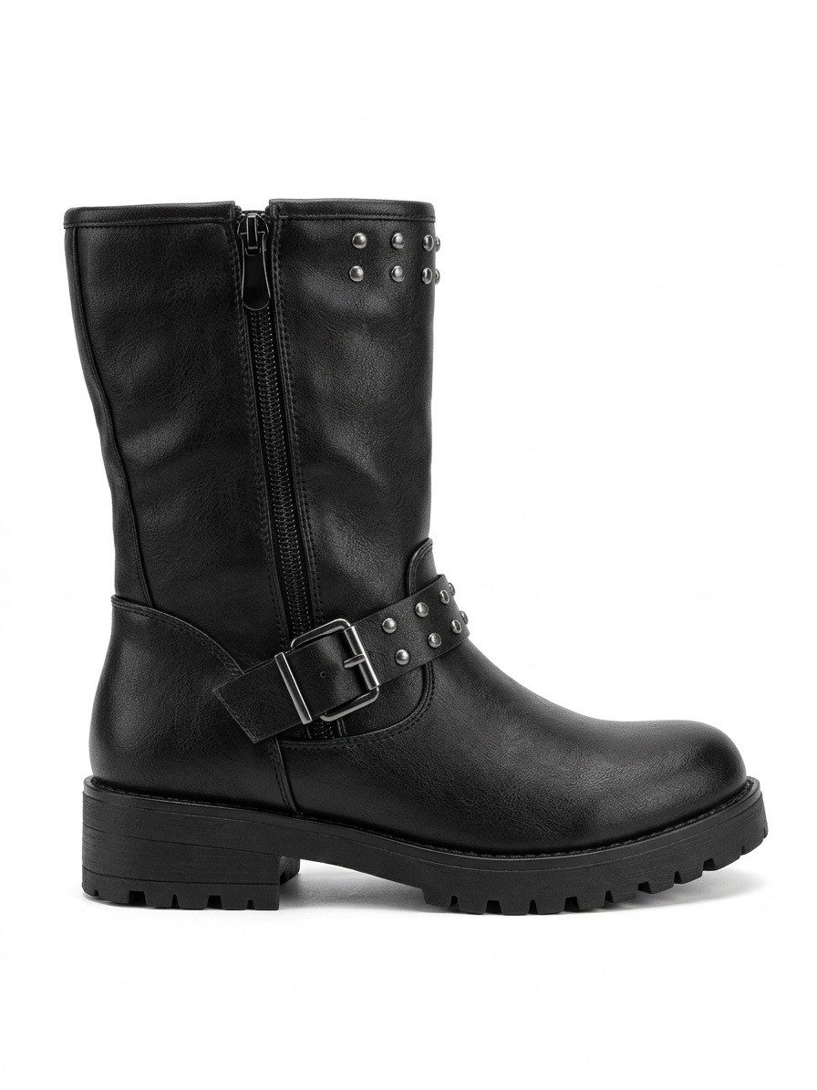 Pogolino 9950 Bikerboots Biker Boots mit Nieten leicht gefüttert seitlichem Reißverschluss