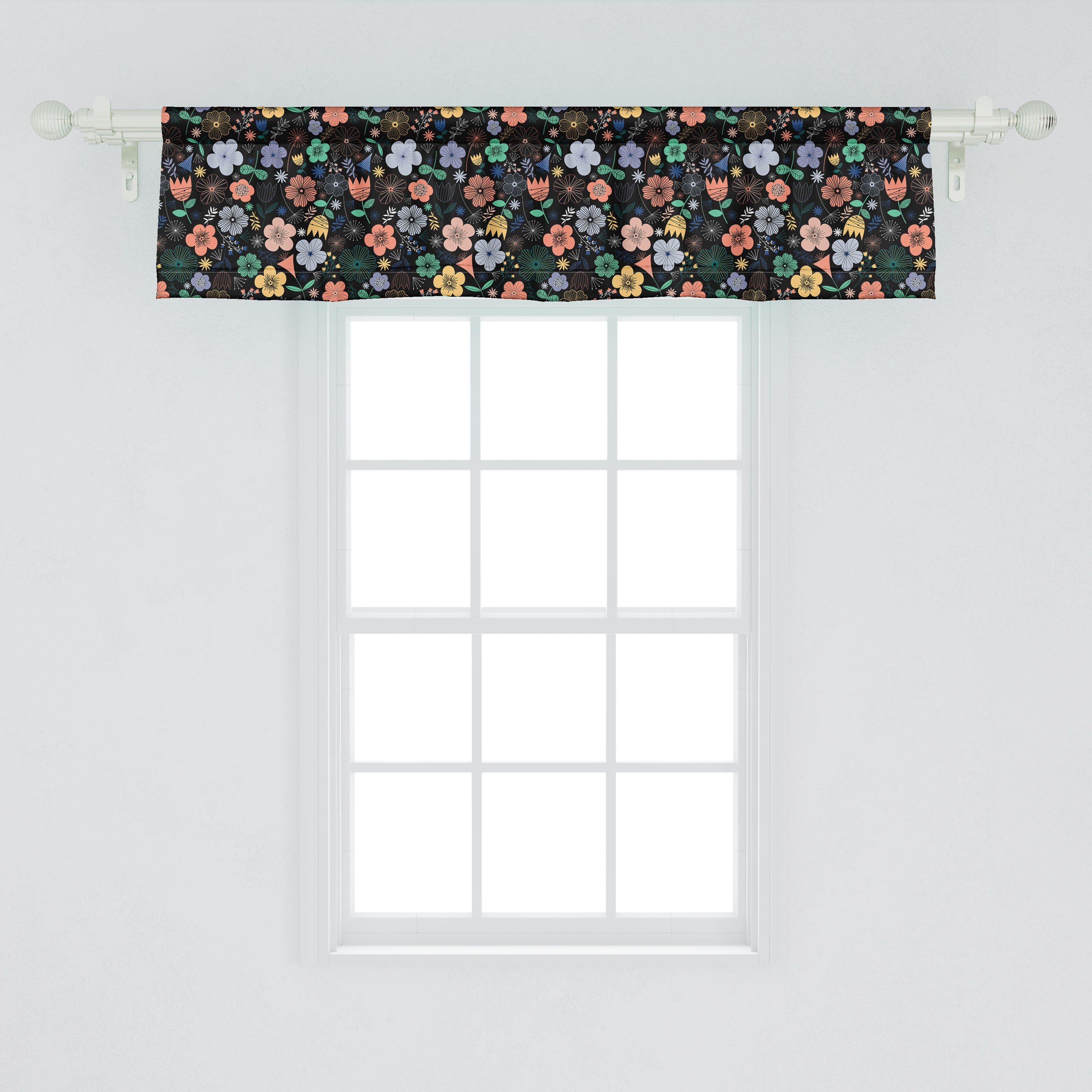 Scheibengardine Vorhang Volant für Küche Spring Blumen Abakuhaus, Microfaser, Season Dekor Botanik mit Stangentasche, Schlafzimmer