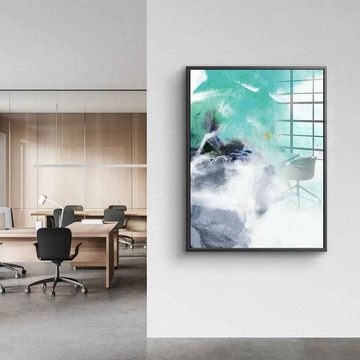 DOTCOMCANVAS® Acrylglasbild Aoyama - Acrylglas, Acrylglasbild Aoyama weiß blau moderne abstrakte Kunst Druck Wandbild
