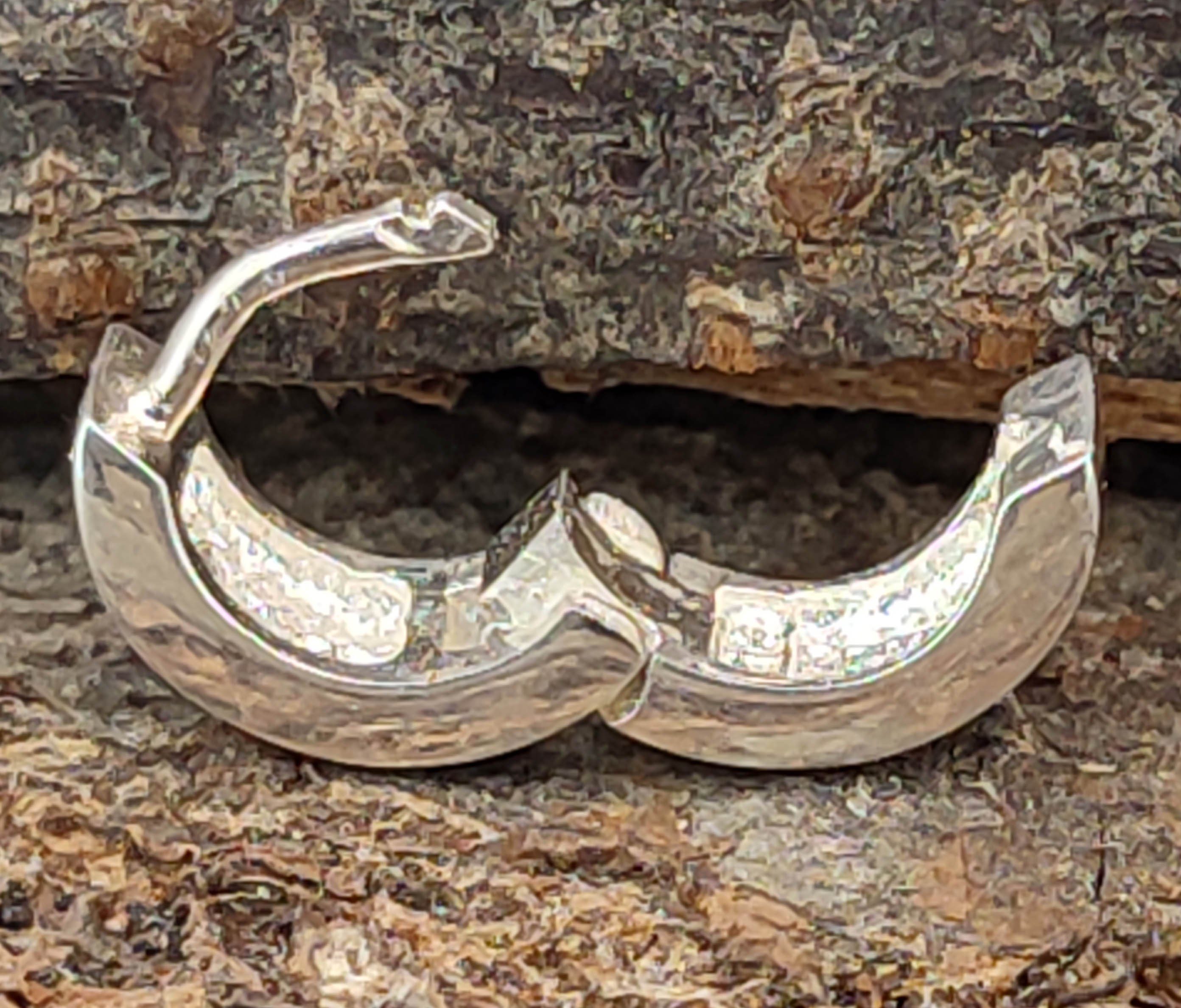Ohrring-Set Klappcreole Ohr Kreolen 925 Leather Ohrringe Paarpreis 11mm Silber Kiss of Sterling