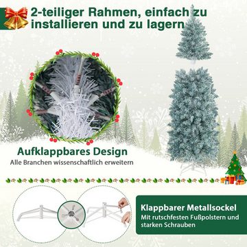 COSTWAY Künstlicher Weihnachtsbaum, Bleistift, mit LEDs bunt, Metall, 150cm