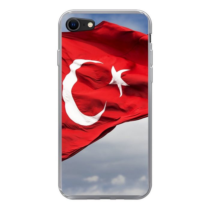 MuchoWow Handyhülle Eine türkische Flagge im Wind Handyhülle Apple iPhone SE (2020) Smartphone-Bumper Print Handy