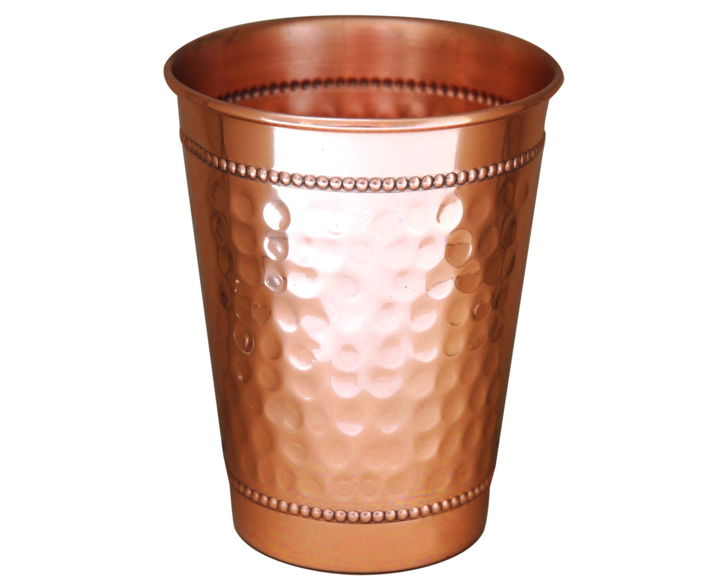 Yogishop Trinkflasche Kupferbecher gehämmert, 300 ml, Edler Design-Wasserbecher aus Kupfer.