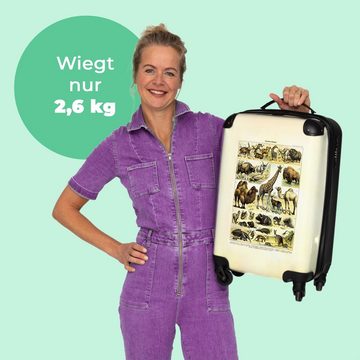 NoBoringSuitcases.com© Handgepäckkoffer 55x35x20cm Tiere - Illustration - Vintage - Natur - Millot, 4 Rollen, Handgepäck Trolley Rollkoffer Kleine Reisekoffer mit 4 Rollen - Cabin