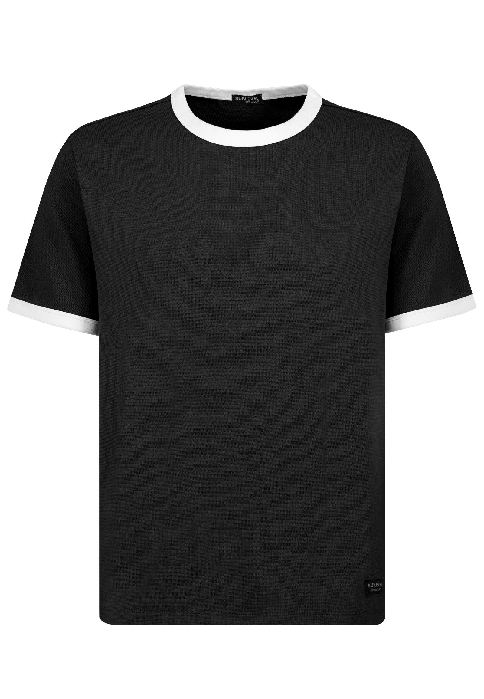 SUBLEVEL T-Shirt Herren Basic Shirt mit Kontrastsaum elastisch, Baumwolljersey, Regular Fit