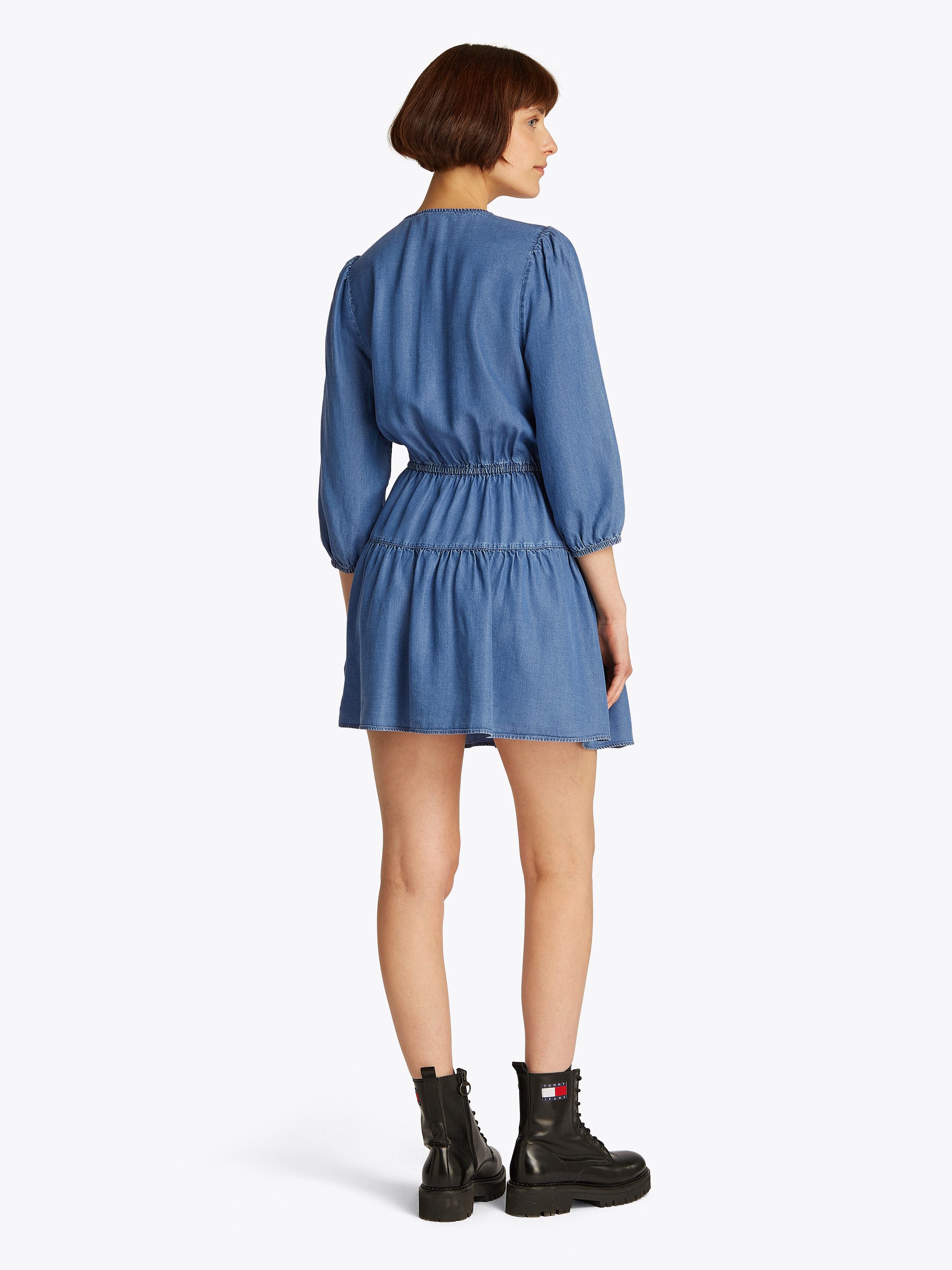 Tommy Jeans Blusenkleid TJW CHAMBRAY MINI DRESS EXT mit Volant, in Mini-Län günstig online kaufen