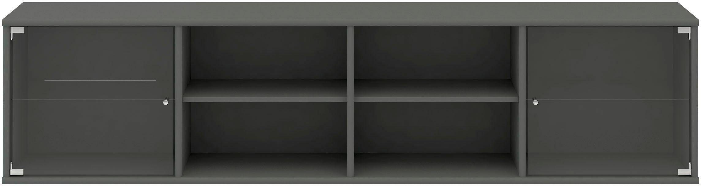 Hammel Furniture Regal Mistral, Hochwertig Lowboard, hängend/stehend montierbar, mit zwei Glastüren, B: 177 cm, lowboard, anpassungsbar Designmöbel