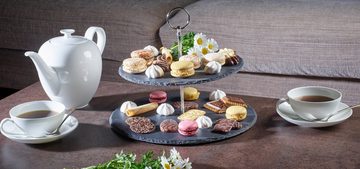ECHTWERK Etagere Schiefer Etagere, Schiefer, für Gebäck, Obst, Käse und Dessert aus Naturschiefer mit Metallgriff