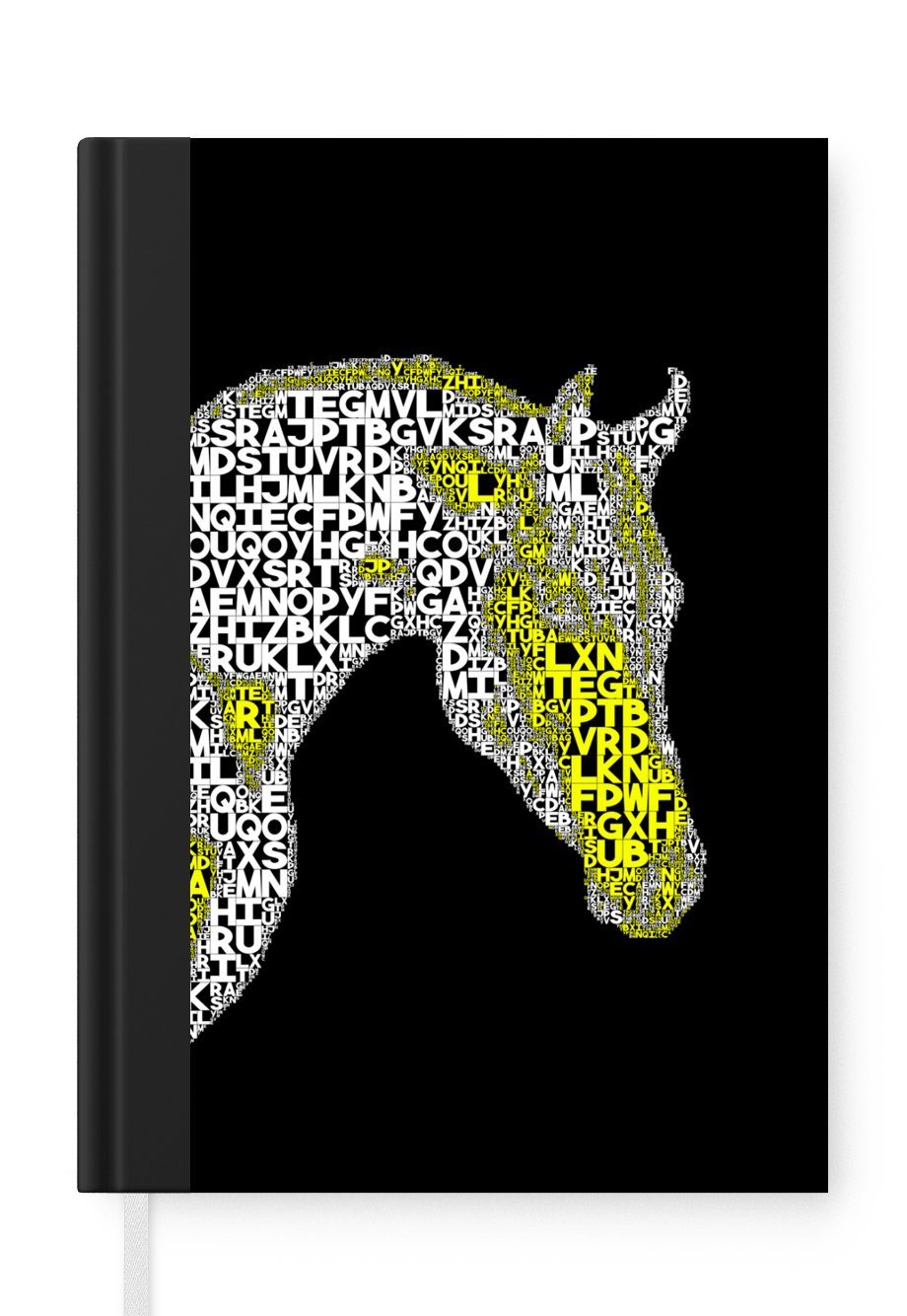 MuchoWow Notizbuch Pferd - Buchstaben - Gelb - Mädchen - Kinder - Mädchen, Journal, Merkzettel, Tagebuch, Notizheft, A5, 98 Seiten, Haushaltsbuch
