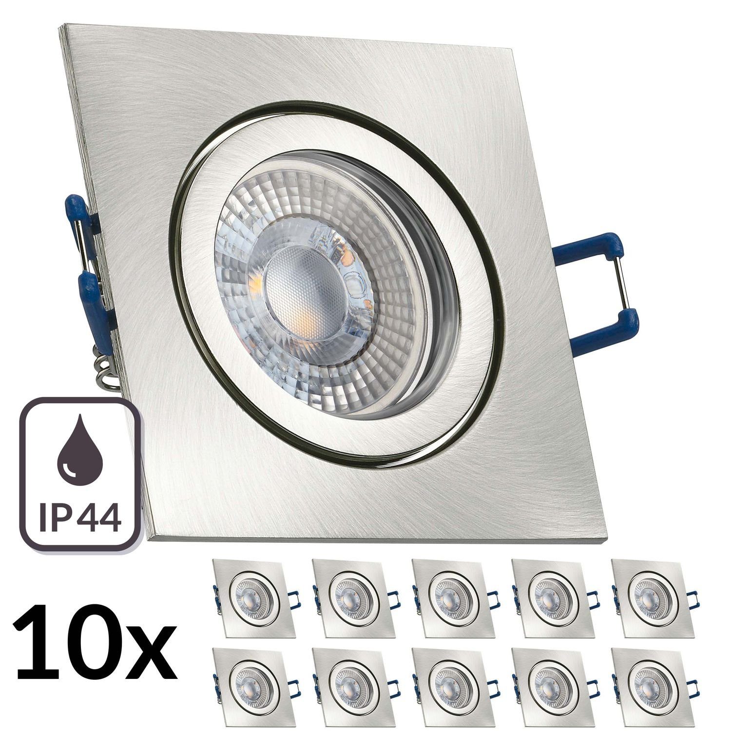 10er silber in Einbaustrahler LED LED LEDANDO flach Einbaustrahler Set RGB gebürstet IP44 extra m