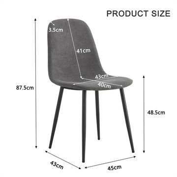 XDeer Esszimmerstuhl 4er Set Esszimmerstühle Küchenstuhl,Belastbargewicht 150kg, Scandinavian Vintage Künstlich,Wildledersitz mit Stahlbeinen