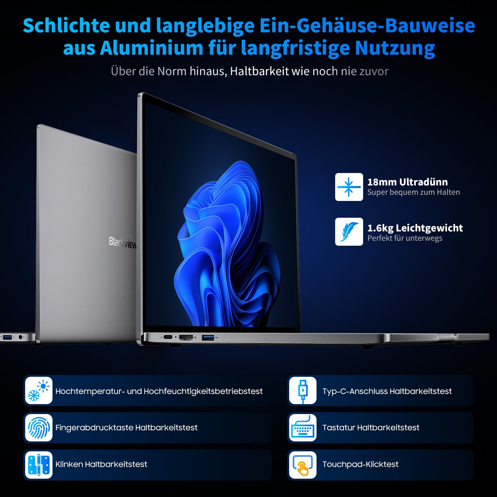 blackview 16“ FHD Laptop Acebook12 Intel Core i5 16 GB RAM, 512 GB SSD Notebook (Intel Corei5 Intel Core i5, Core i5, 16 GB, 512 GB SSD, Windows 11, Fingerabdruckerkennung, FHD+ IPS)