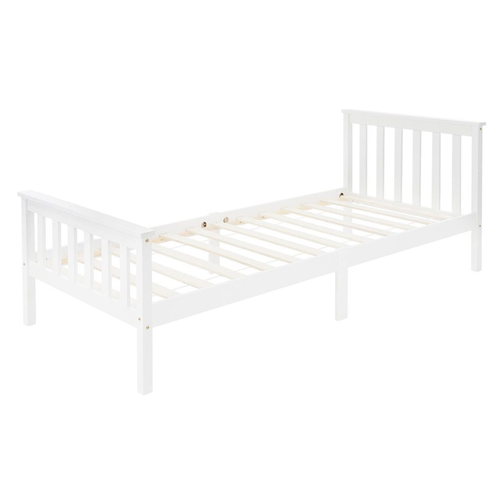 ML-DESIGN Bettgestell Holz Tagesbett, Jugend Einzelbett mit Kopf- & Fußteil, Holzbettgestell, Kinderbett, Bettrahmen Massivholz Bett Jugendbett Kiefer Weiß