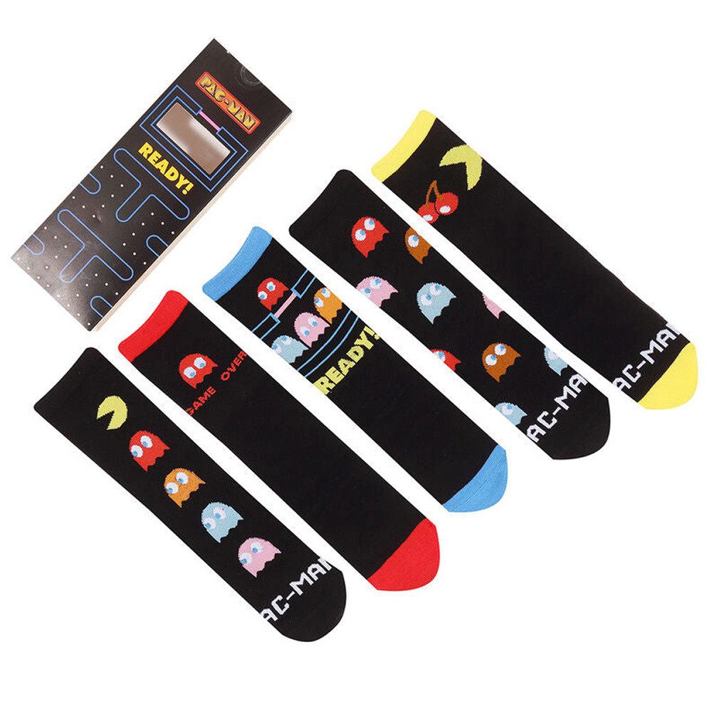 Pac-Man Freizeitsocken Characters 5-Paar Strümpfe Ghost Gang Gespenster Retro