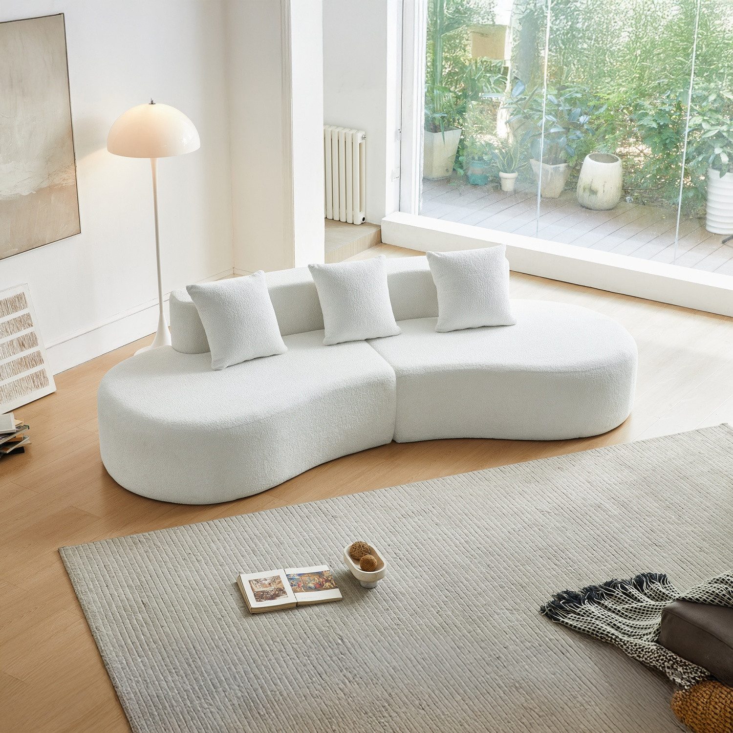 ANYSUN Ecksofa 3 Sitzer Couch,Modern Curved Sectional Sofa, Bequem und Stylish, für Wohnzimmer, Apartment, Home Decor, Keine Montage erforderlich