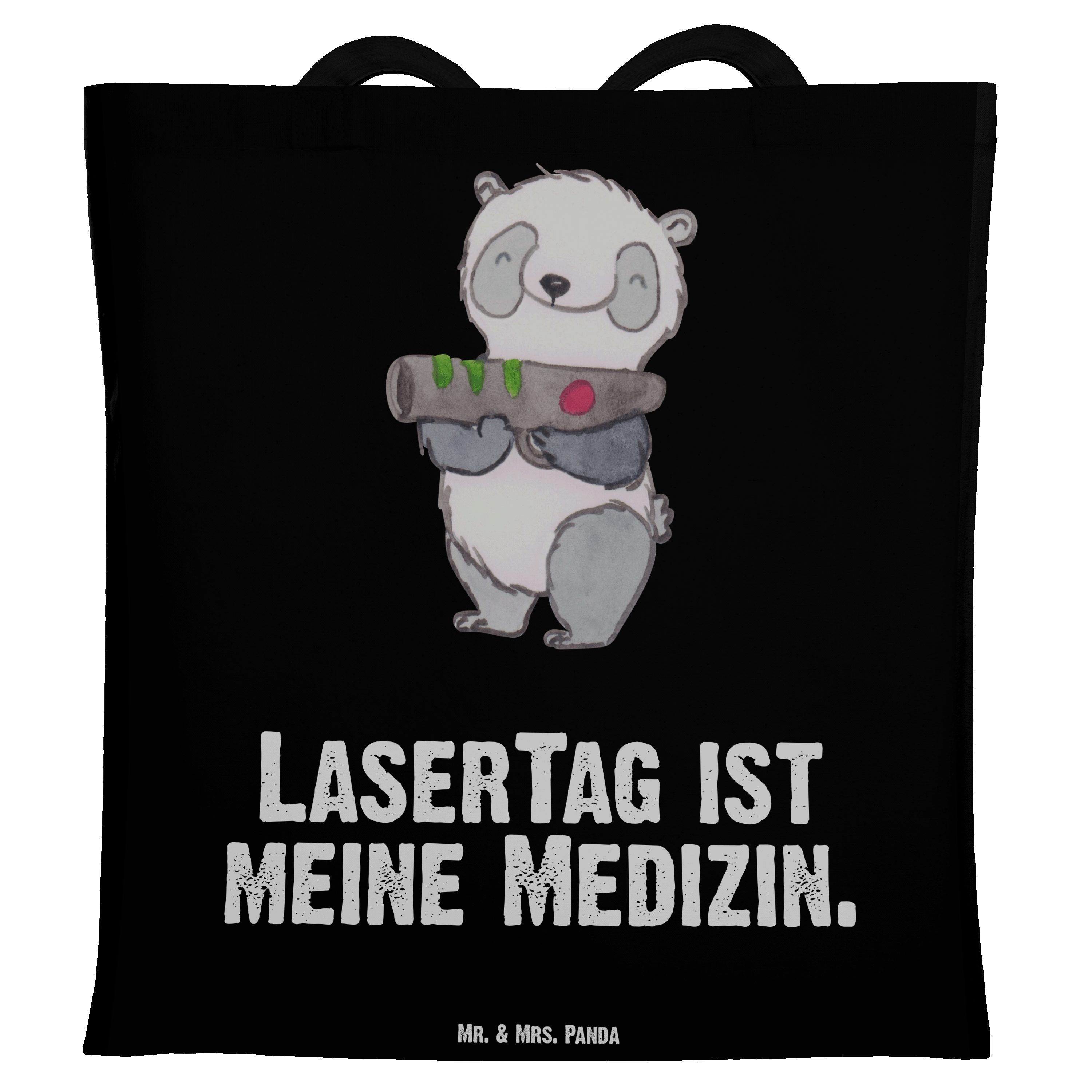 Mr. & Mrs. Panda Tragetasche Panda LaserTag Medizin - Schwarz - Geschenk, Danke, Jutebeutel, Stoff (1-tlg)