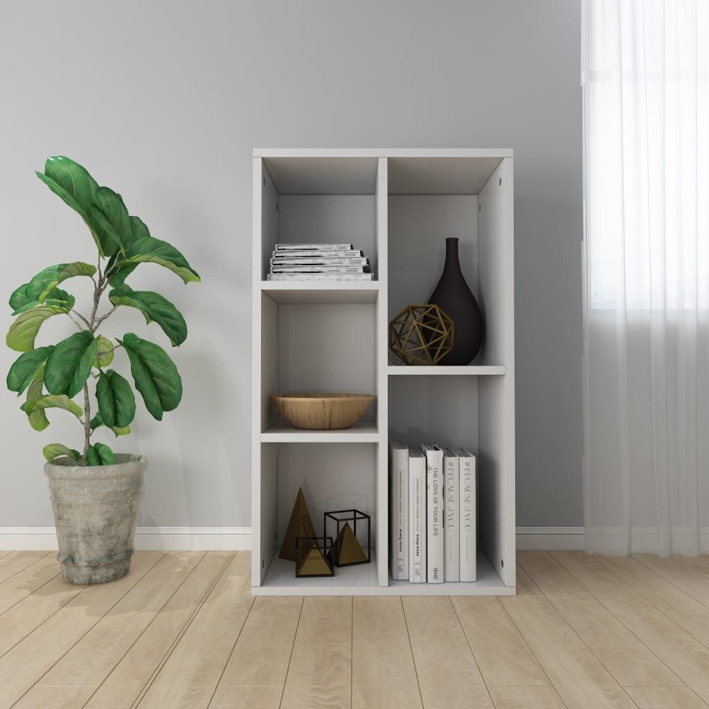 Bücherregal/Sideboard Hochglanz-Weiß vidaXL 1-tlg. Holzwerkstoff, Bücherregal 50x25x80 cm