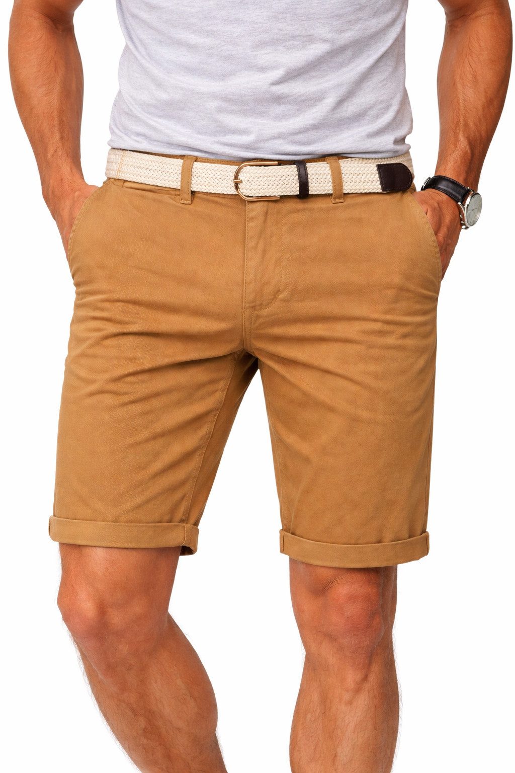 geographical norway Bermudas Chino Shorts kurze Hose Bermuda Knielang Stoff bequem mit Gürtel short
