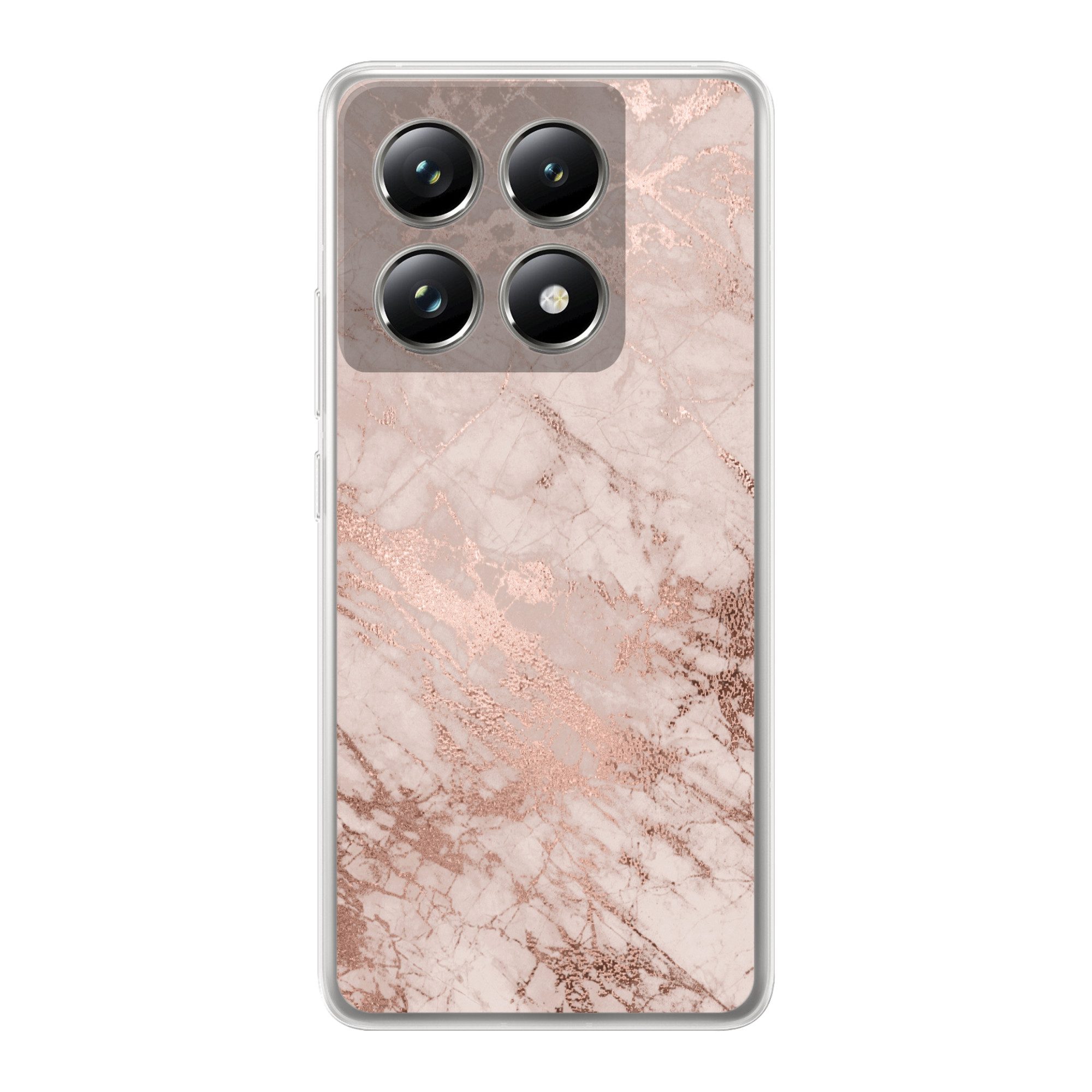 MuchoWow Handyhülle für Xiaomi 14T Pro Marmor - Rosa - Luxus - Marmoroptik - Glitzer - Des, Phone Case, Silikon, Schutzhülle Dünn
