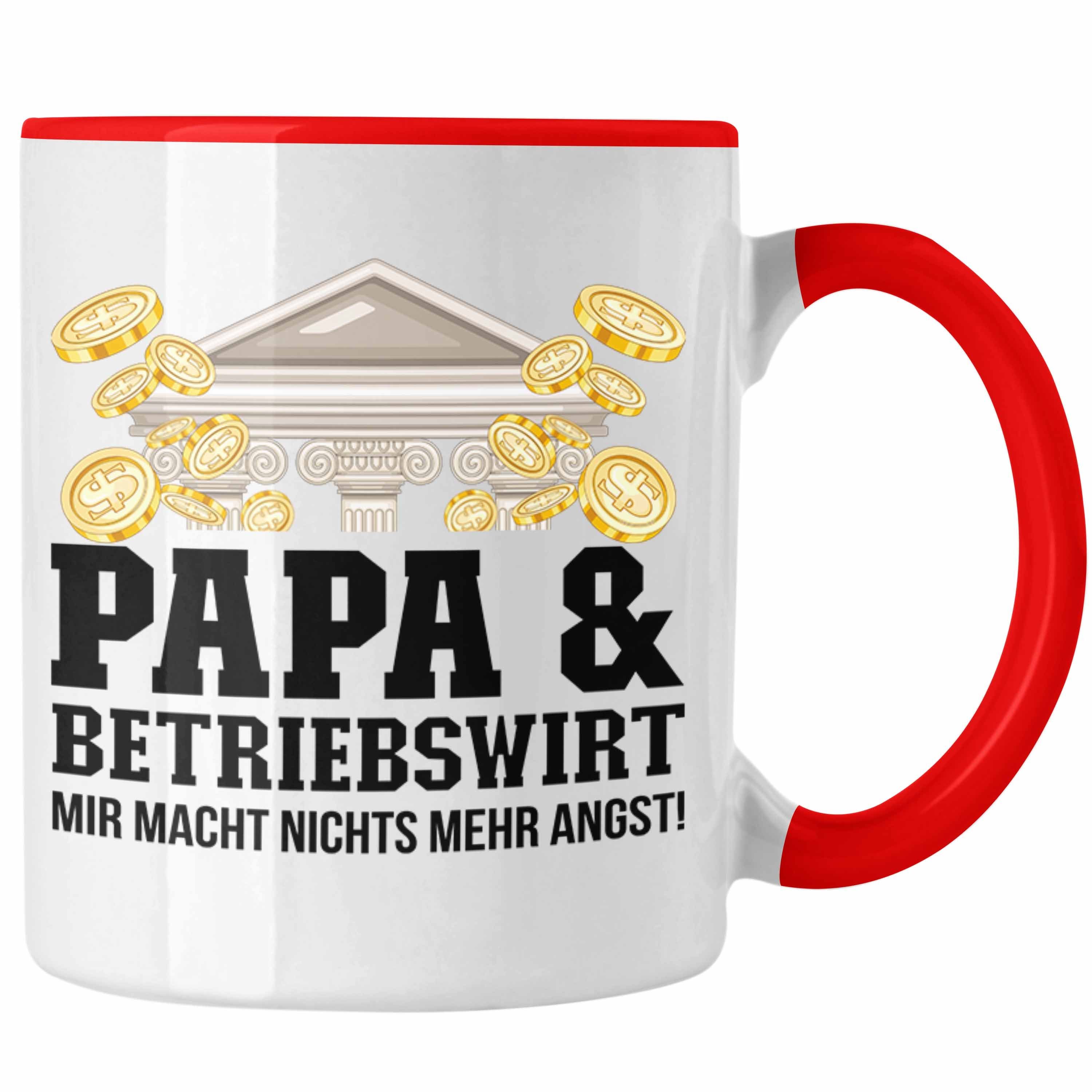 Trendation Tasse Trendation - Papa und Betriebswirt Tasse Geschenkidee Vater für BWL Ge Rot