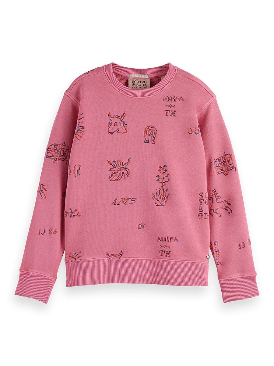 Scotch & Soda Sweatshirt Scotch & Soda Kids Sweatshirt „Crossstitch Embroidered“ – Chateau Rose