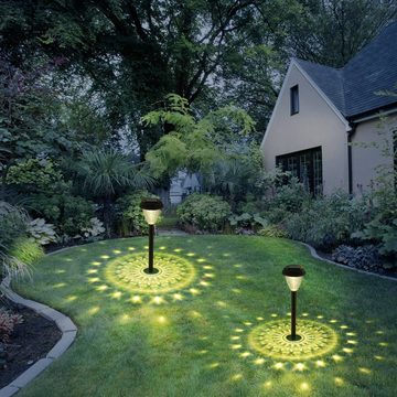LETGOSPT LED Solarleuchte Solarlampen für Außen Garten, 4x Upgrade Solar Gartenleuchte LED Licht, LED fest integriert, Kaltweiß/Warmweiß, für Außen Rasen Gehweg Terrasse Hofweg