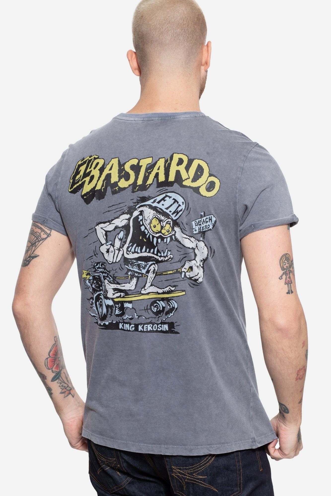 Bastardo Backprint Monster KingKerosin Wash mit El Acid T-Shirt