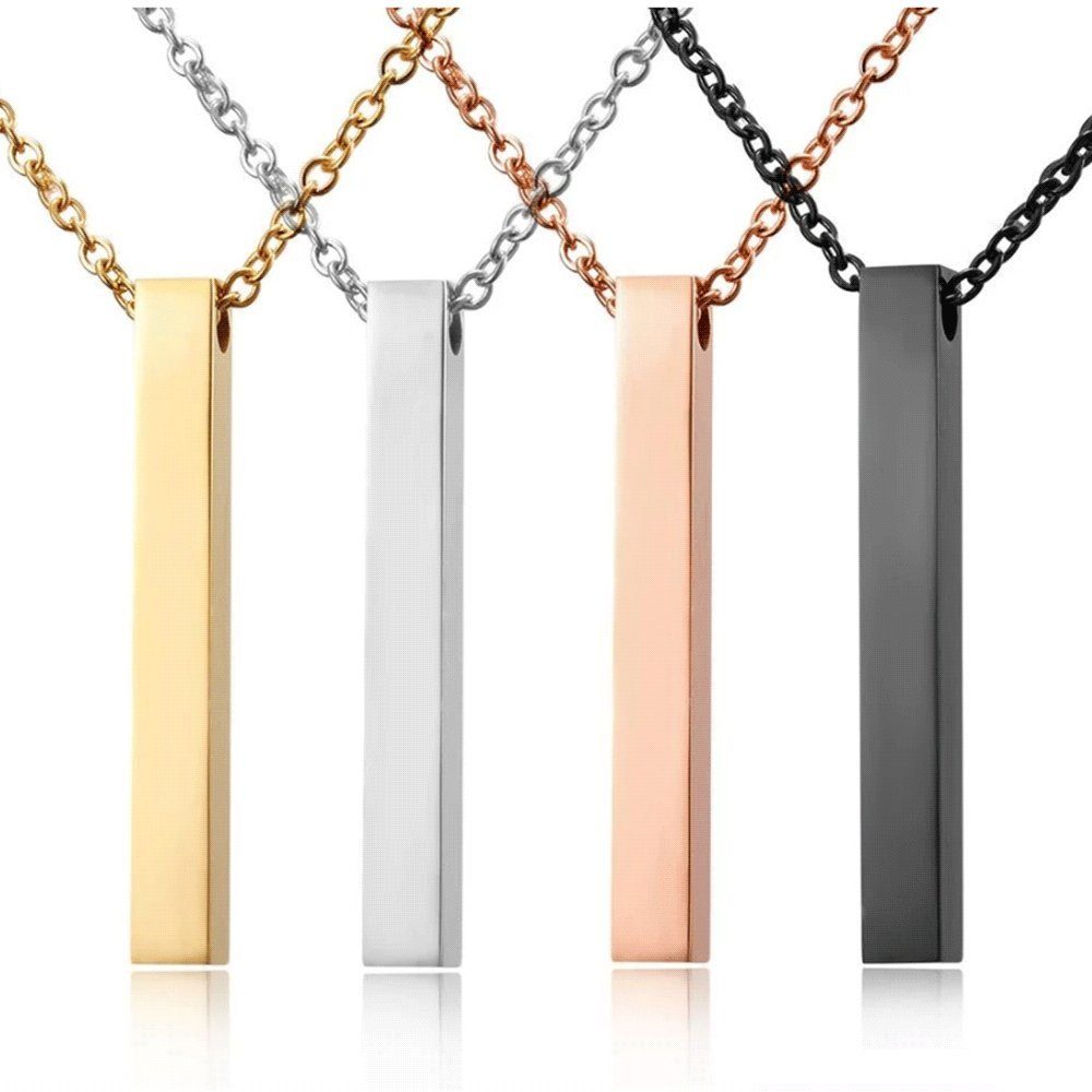 Säulenkette A&A für mit mit Halskette Personalisierte Gravieren Herren Damen Kette Anhänger Gravur zum