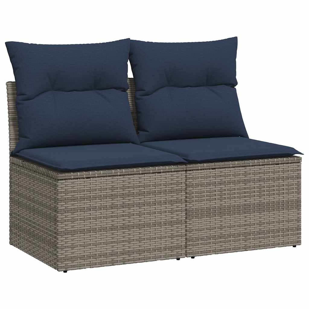 vidaXL Gartenlounge-Set 2-tlg. Garten-Sofagarnitur mit Kissen Grau Poly Rattan, (1-tlg)