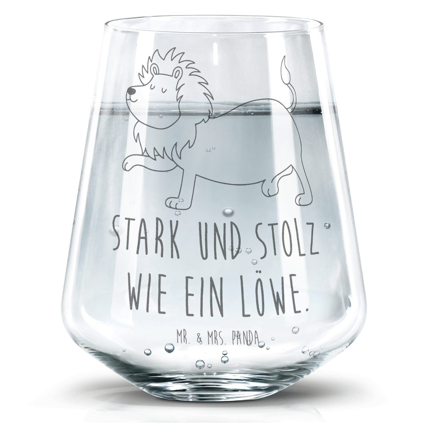 Mr. & Mrs. Panda Glas Sternzeichen Löwe, Trinkglas, Transparent, Trinkglas, Dekoglas, Wasse, 1-tlg., Premium Glas