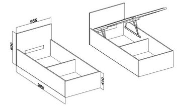 pressiode Bettgestell Bett mit Lattenrost - Jugendbett - Doppelbett mit/ohne Matratze