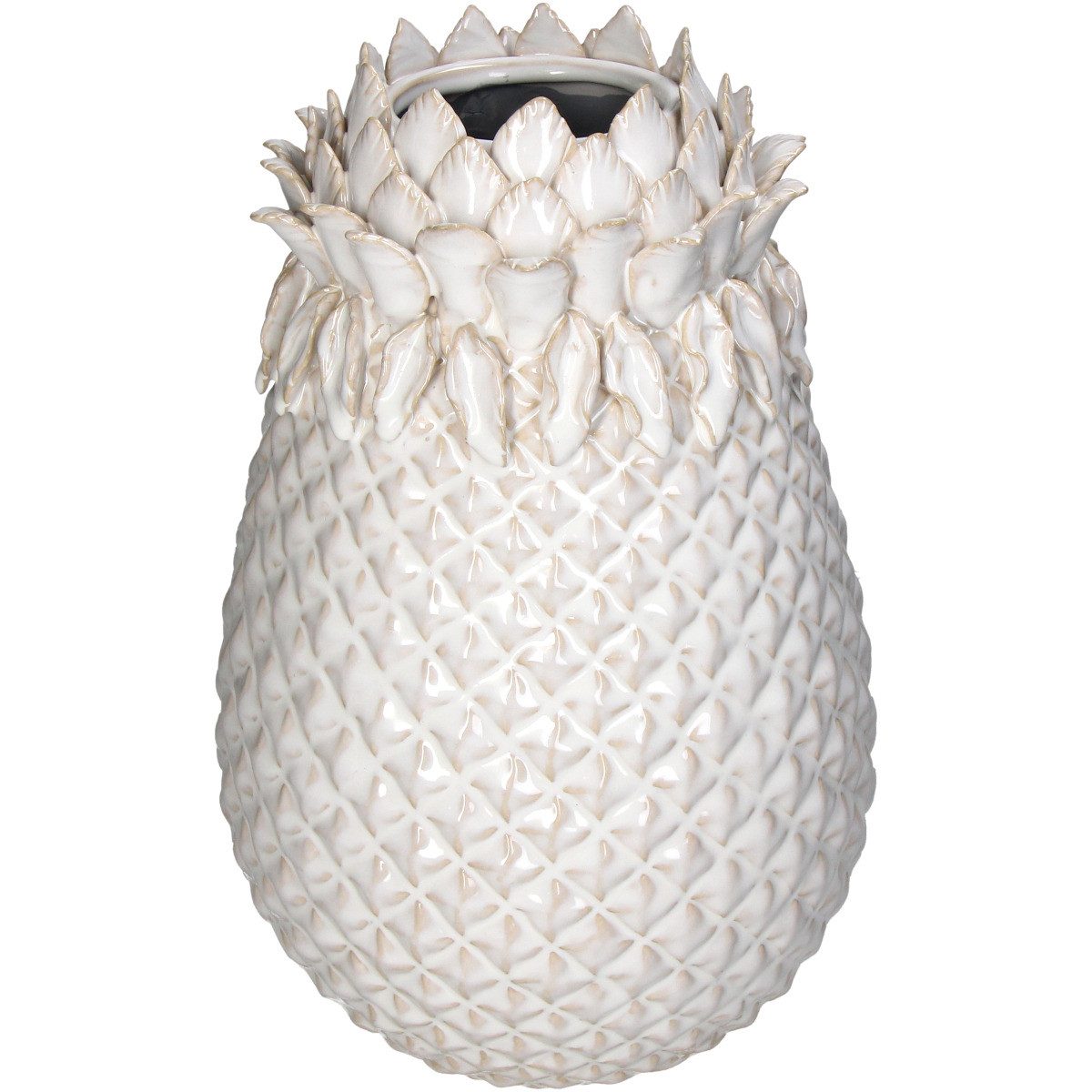 Kersten BV Dekovase Weiß Ananas (1 St), 22 x 22 x 34.5 cm