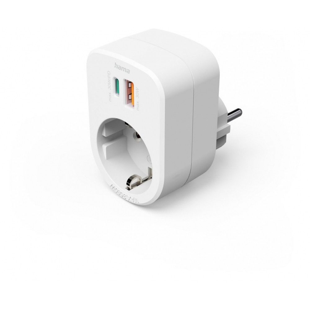 Hama Hama Mehrfachstecker (30W) weiss - Steckdosenleiste Mehrfachsteckdose (Weiß, Überlastschutz), Leistungsstarker 30W Mehrfachstecker