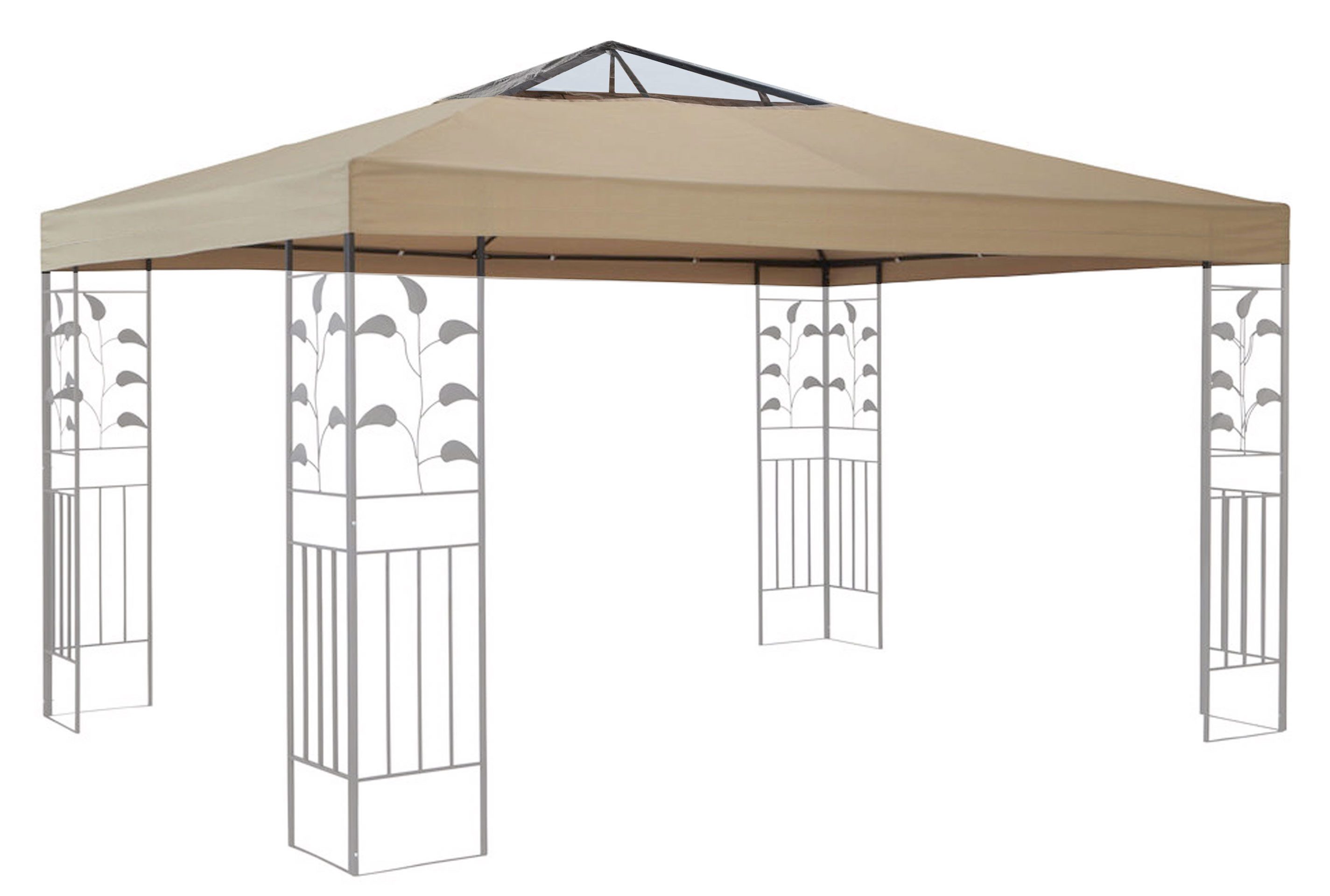 Quick Star Pavillon-Ersatzdach Rank, 260 g/m², 300 x 300 cm (Beigetransparent, 3 x 3 m), Klarsichtfenster im Dach