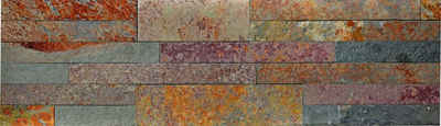 Mosani 3D Wandpaneel Naturstein Dekorpaneele selbst­kle­bend Wanddekoobjekt aus Schiefer, 0,09 qm, Wandverblender Schiefer bunt-rostfarben Gold