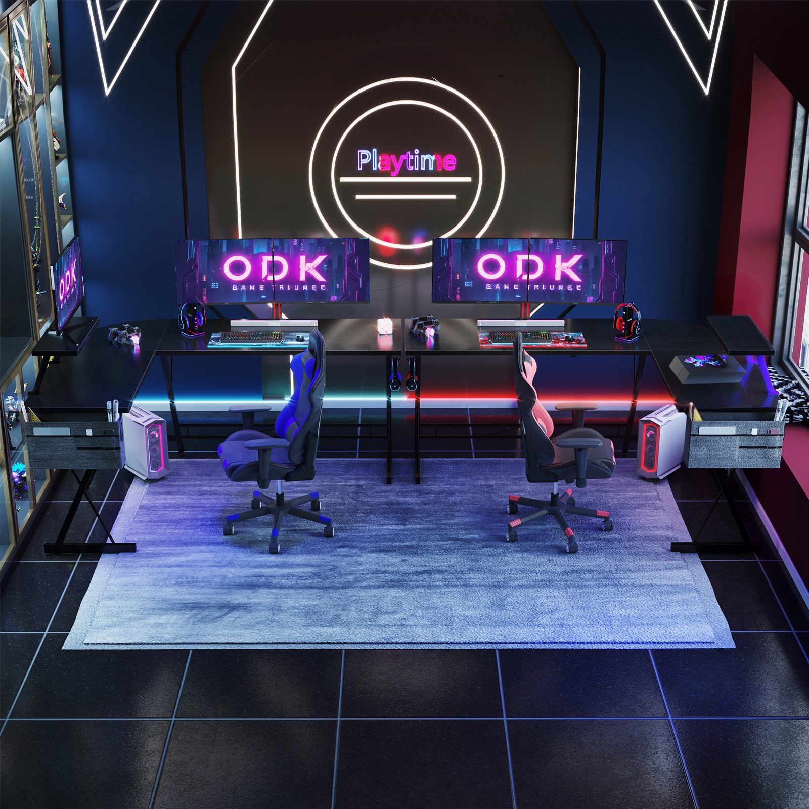 ODK Computertisch L Form Gaming Schreibtisch Eckschreibtisch für Gamer (1-S günstig online kaufen