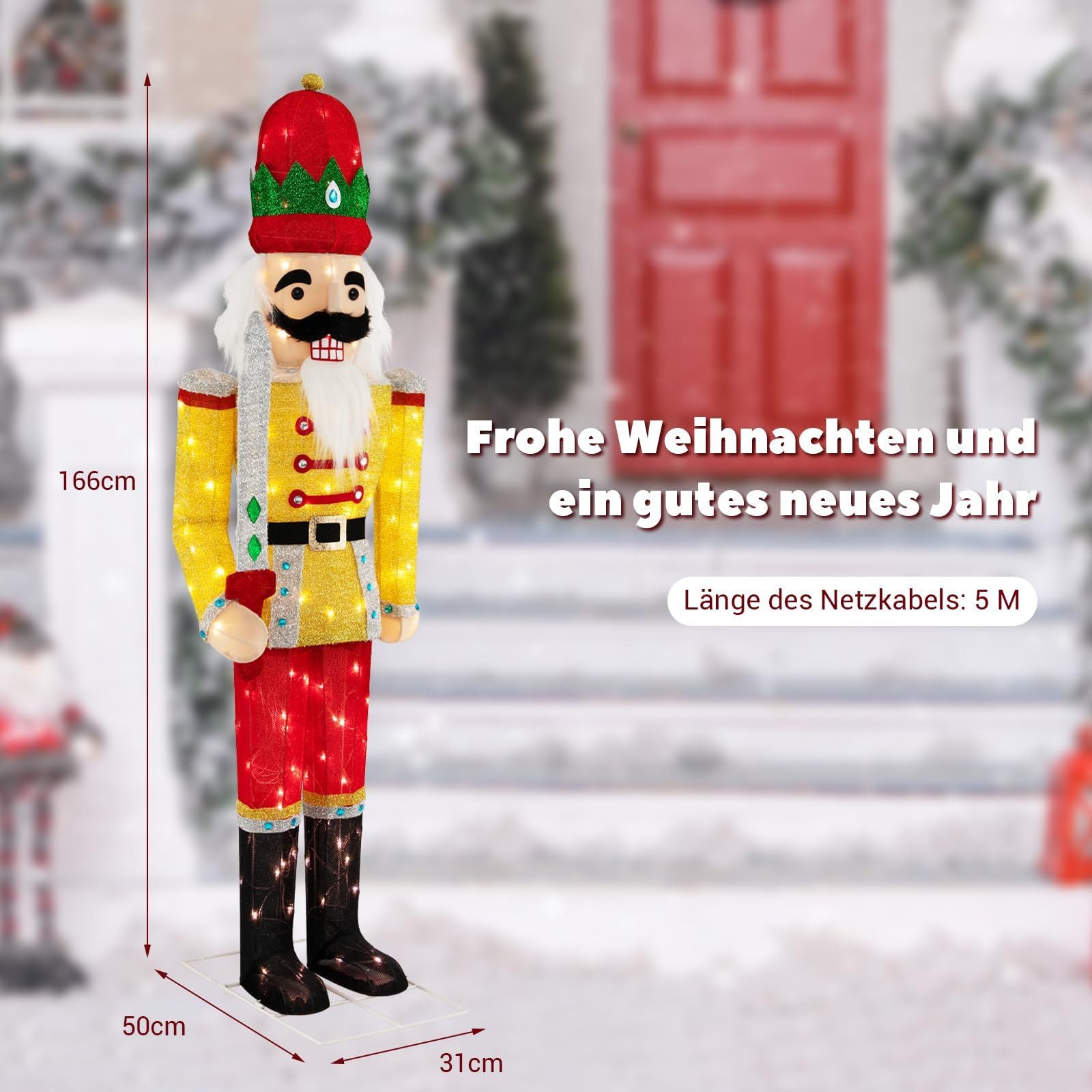 COSTWAY Weihnachtsfigur, Nussknacker Figur groß, LED günstig online kaufen