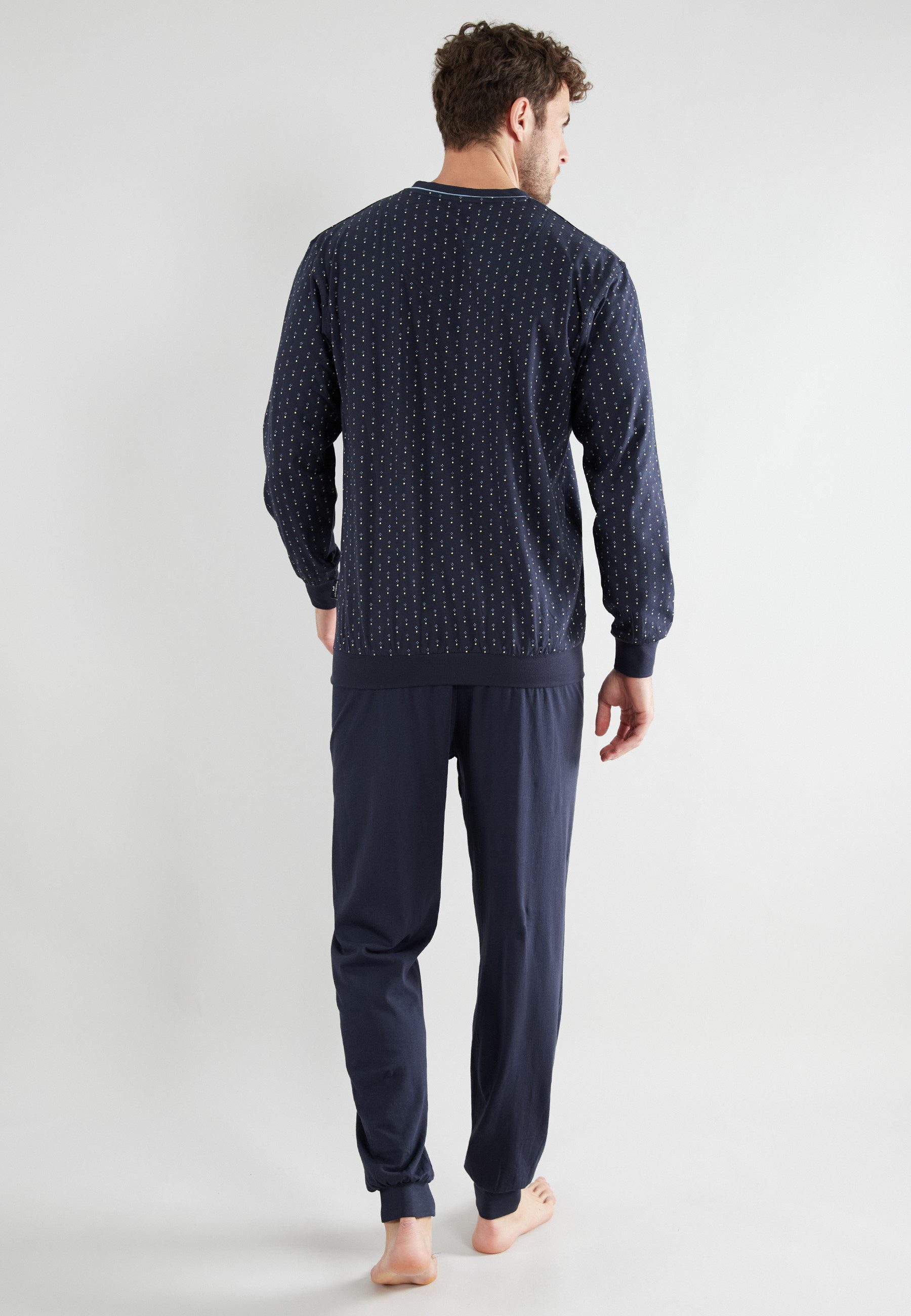 GÖTZBURG Pyjama GÖTZBURG Herren Pyjama blau bedruckt (1 tlg)