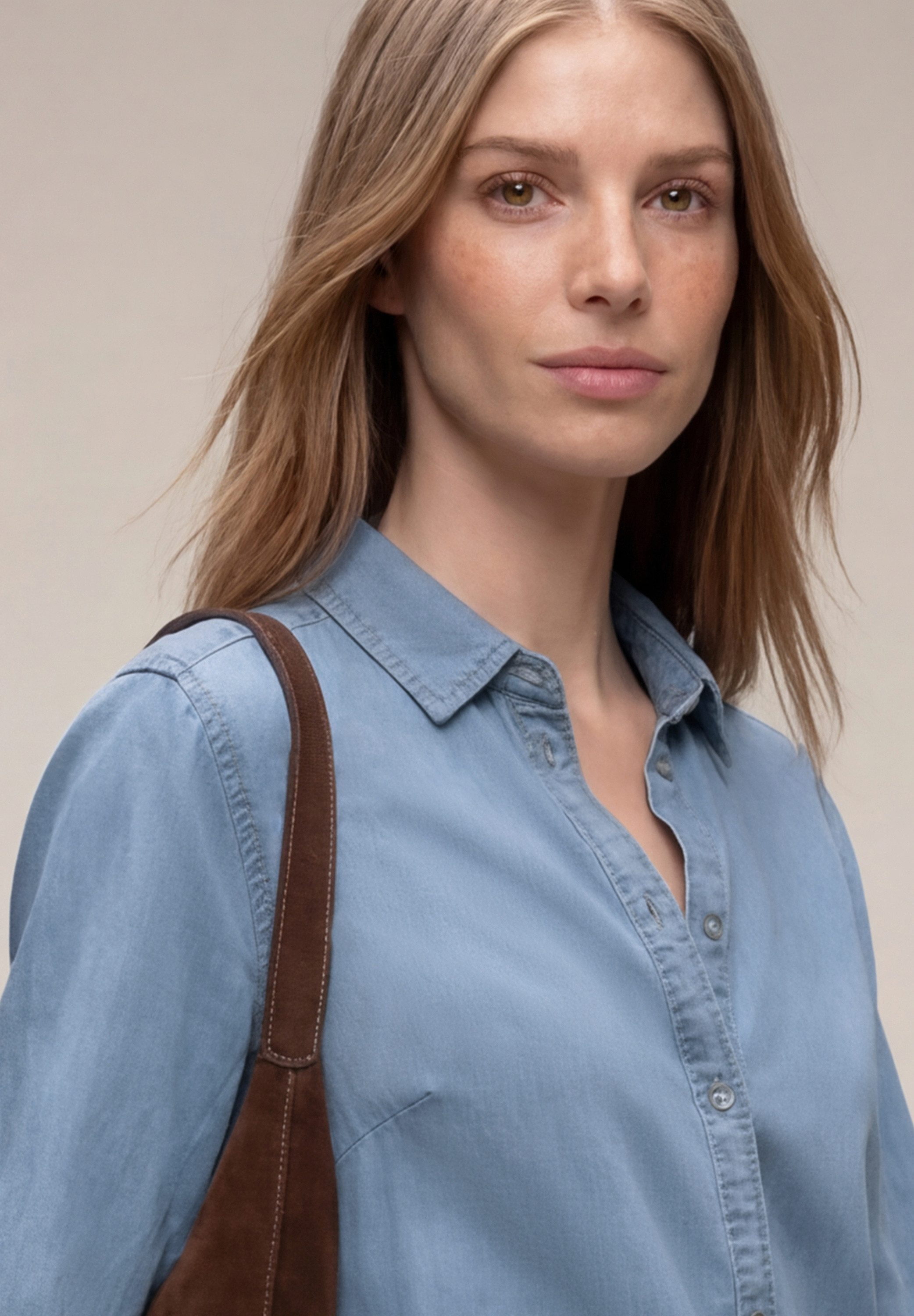 STREET ONE Hemdbluse 3/4-Arm im Denim-Look