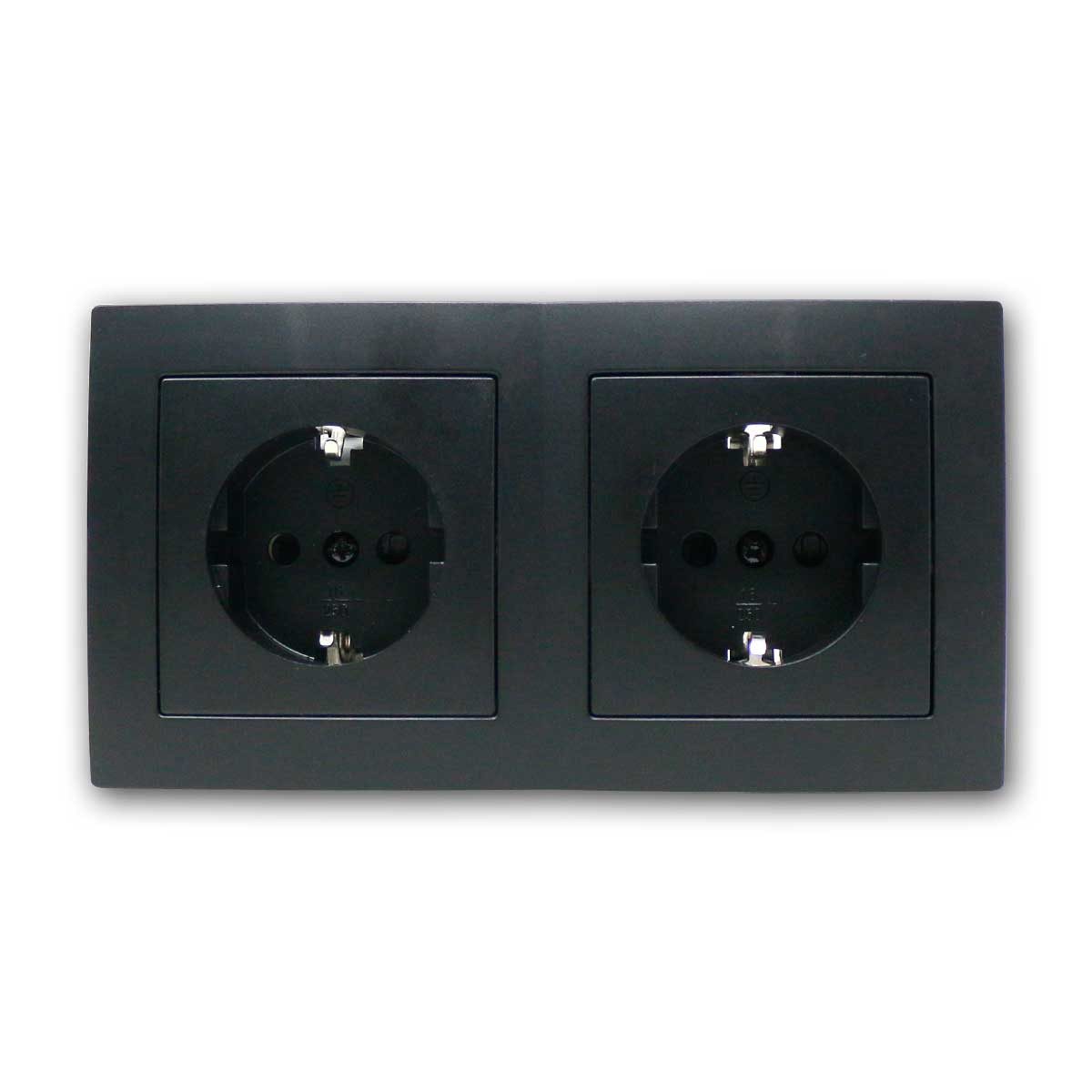 McPower FLAIR Doppelsteckdose schw, 250V~/16A, UP, Klemman Unterputzschalter