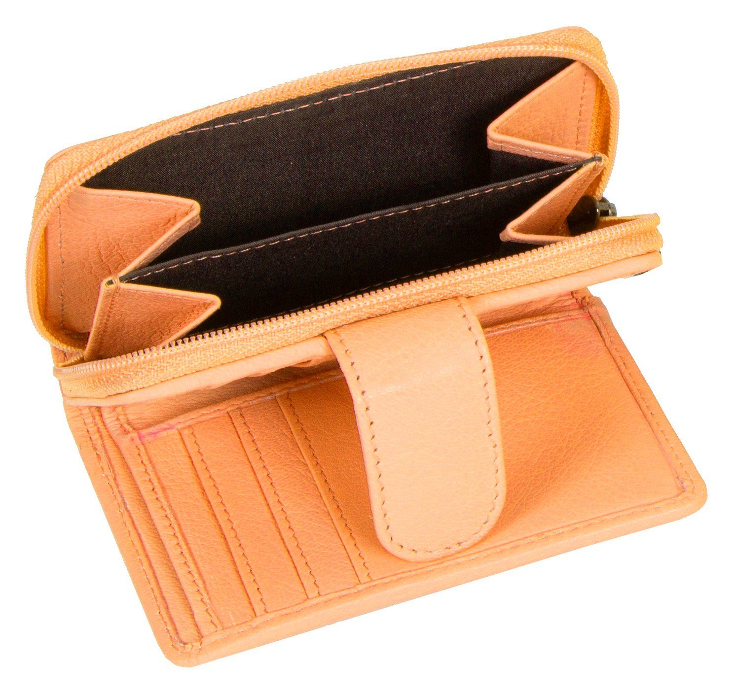 opening, MUSTANG wallet Seattle leather side Geldbörse 6 Orange mit Kartensteckfächer