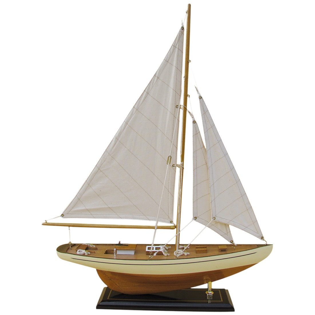 Aubaho Dekoobjekt Segelyacht Segelschiff Modellschiff Holz Schiff - kein Bausatz