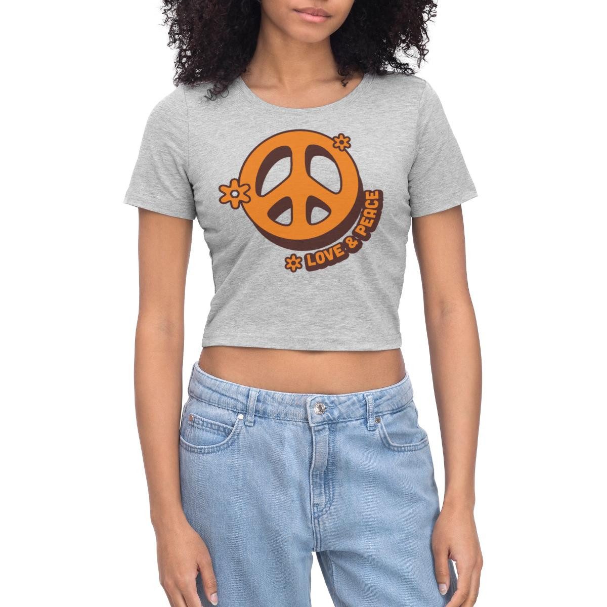 T-Shirt Love And Peace Retro Hippie Style Design Y2K Crop Top