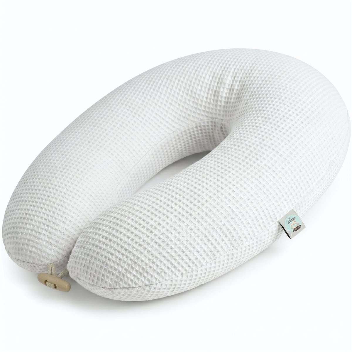 SEI Design Stillkissen Seitenschläferkissen XXL EPS-Mikroperlen Waffelstoff 190cm Weiß, Schwangerschaftskissen mit Bezug, Schwangerschaftskissen mit Bezug, Babynest XXL ist als Bettschlange & Bettumrandung verwendbar