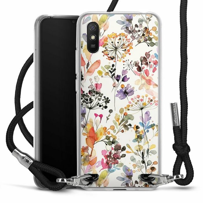 DeinDesign Handyhülle Blume Muster Pastell Wild Grasses Xiaomi Redmi 9A Handykette Hülle mit Band Case zum Umhängen