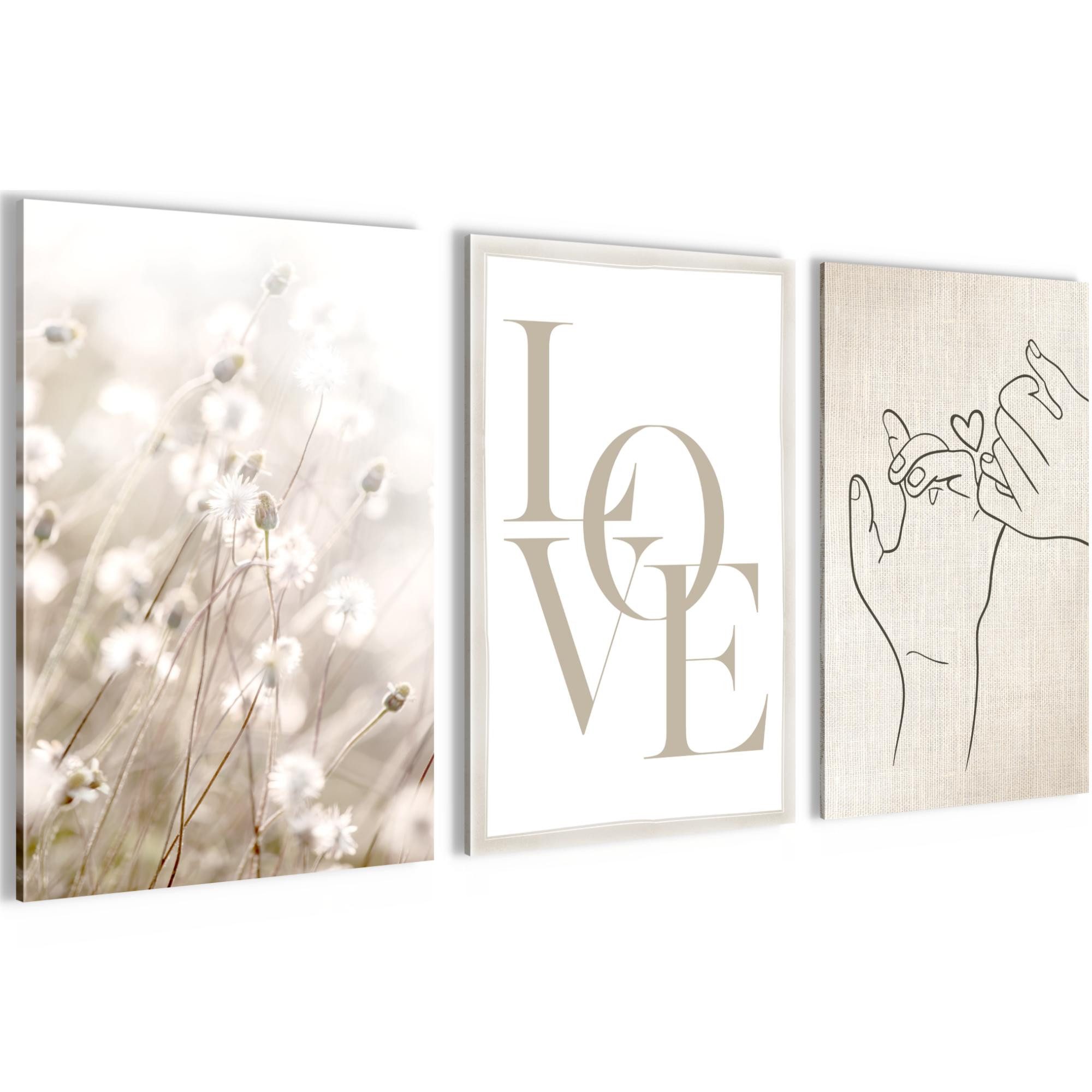 Novart Wandbild 3 Wandbilder Set Natur Wohnzimmer Deko Landschaft Berge Boh günstig online kaufen