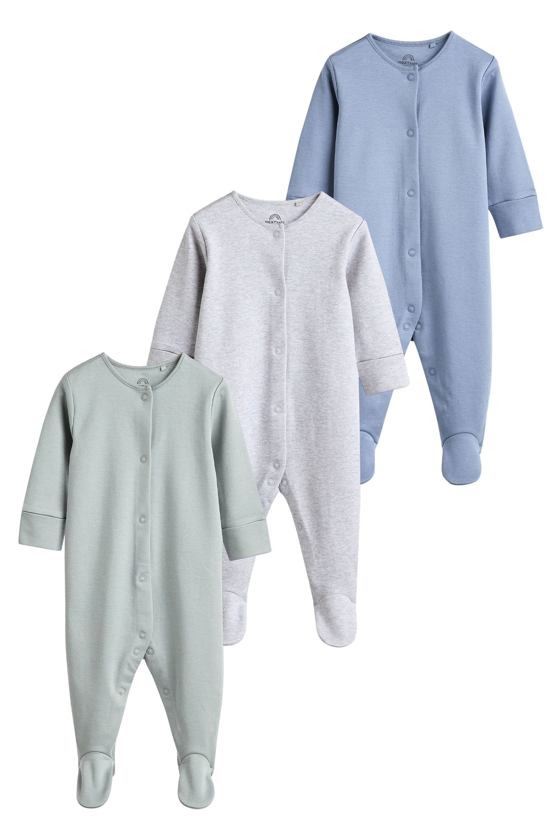 Next Schlafoverall 3er-Pack Babyschlafanzüge aus Baumwolle (3-tlg)