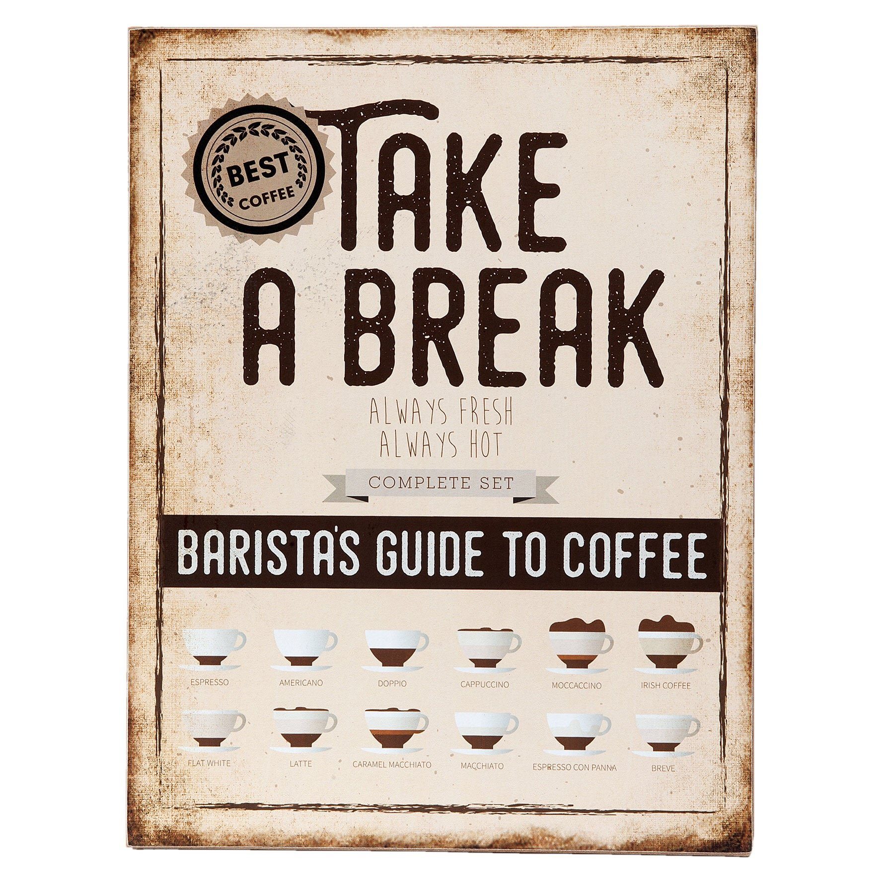 Clayre & Eef Metallbild, Grosses Vintage Retro Holzschild, Modell TAKE