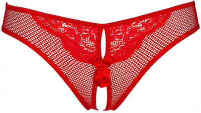 Axami Slip Offener Slip rot mit Fesseln Bondage Panty Set transparent (einzel, 1-St)