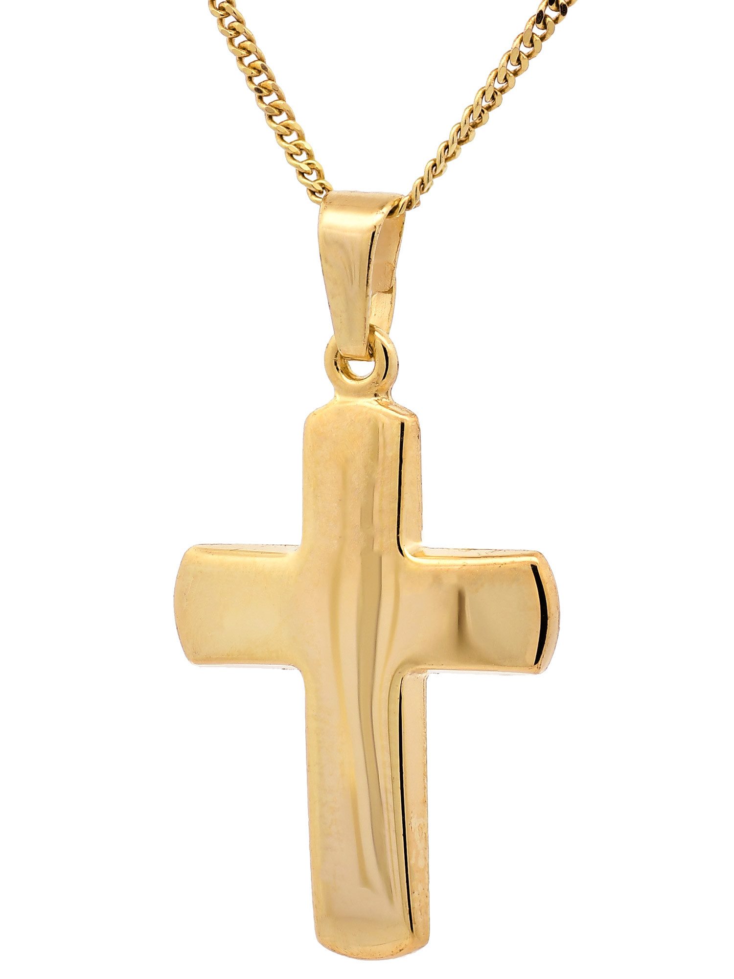 Kreuzanhänger Gold Anhänger Kreuz mit Goldkette massiv 333 - 8 Karat Gold 36 cm